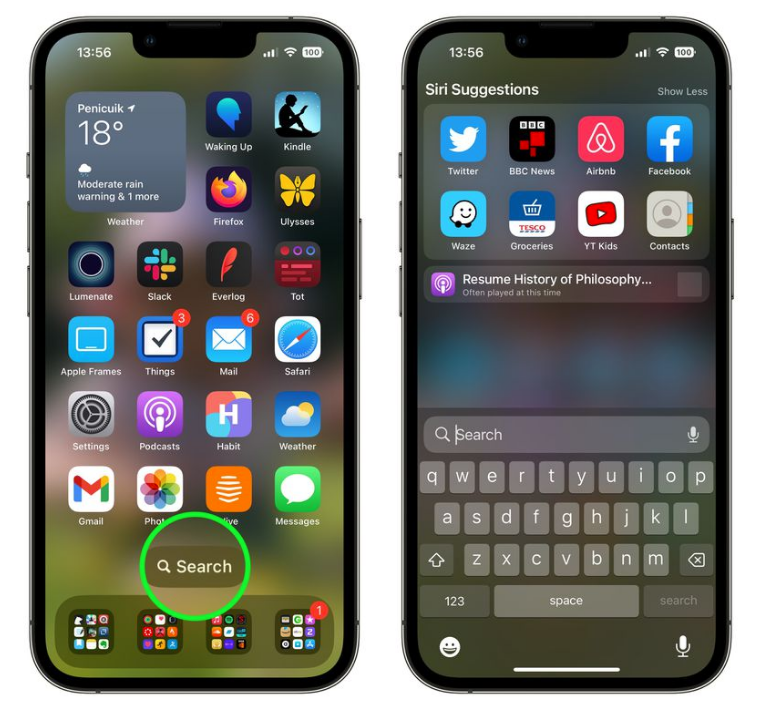 沭阳苹果手机维修分享升级到 iOS 16 后，如何删除主屏幕上的搜索按钮 