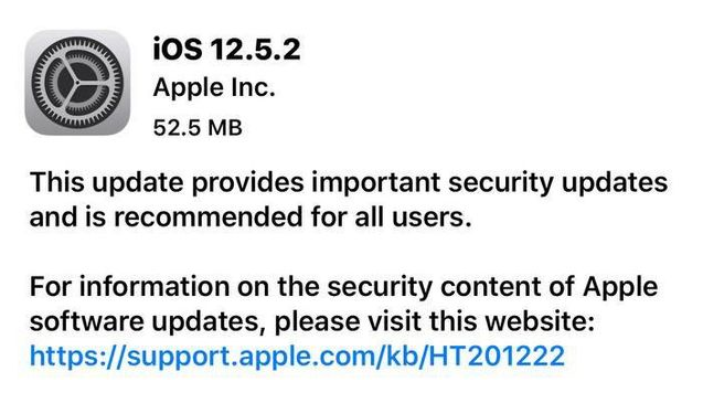 沭阳苹果手机维修分享iOS12.5.2发布，建议所有老苹果用户安装 